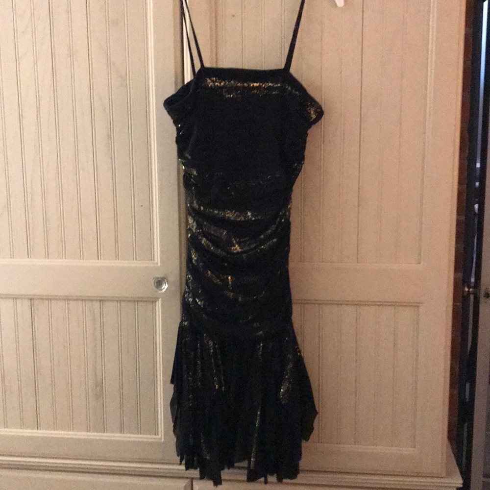 Gold Splatter Black Dress